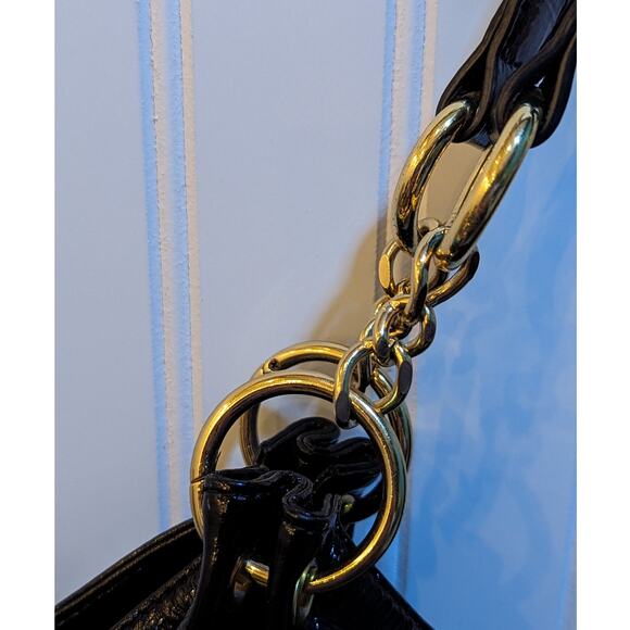 Hobo International Black Patent Leather Should Bag with Gold Hardware - Picture 7 of 8